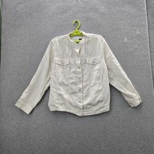 Saint Tropez West Women Shirt Jacket 2X White Linen Coastal Beach
